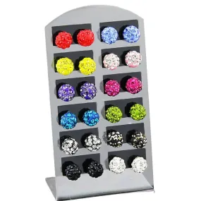 (12 Pairs/1 lot ) Fashion Jewelry 8mm Multicolor Stud Earrings Set  Micro Disco Ball Crystal Earrings For Women