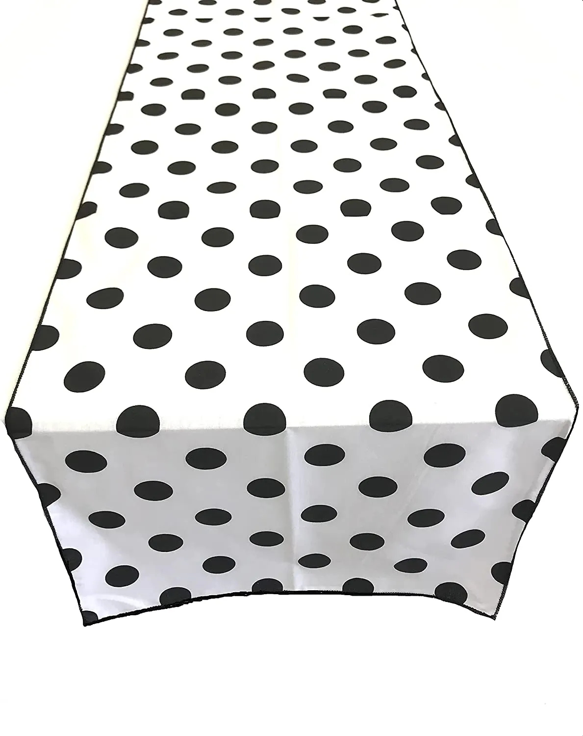 12" Wide x 102" Long - Polka Dot Table Runners - Polyester Poplin High Quality Fabric Table Runners (Pick Color)