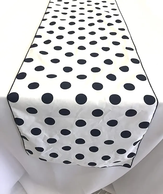 12" Wide x 102" Long - Polka Dot Table Runners - Polyester Poplin High Quality Fabric Table Runners (Pick Color)