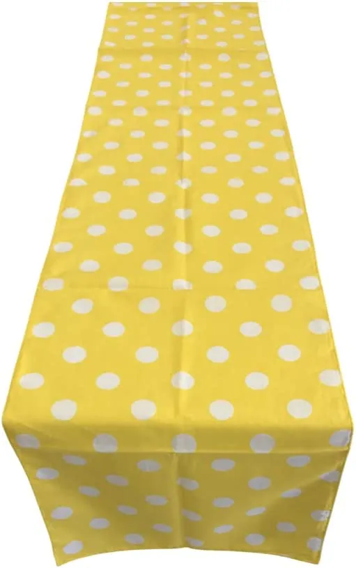 12" Wide x 102" Long - Polka Dot Table Runners - Polyester Poplin High Quality Fabric Table Runners (Pick Color)