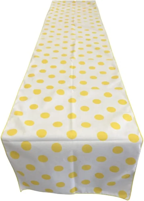 12" Wide x 102" Long - Polka Dot Table Runners - Polyester Poplin High Quality Fabric Table Runners (Pick Color)
