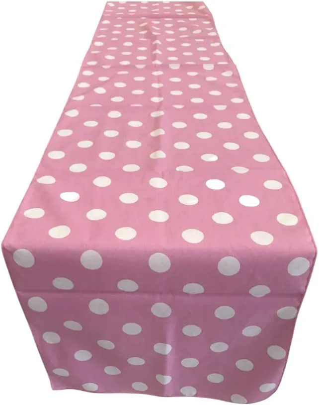 12" Wide x 102" Long - Polka Dot Table Runners - Polyester Poplin High Quality Fabric Table Runners (Pick Color)