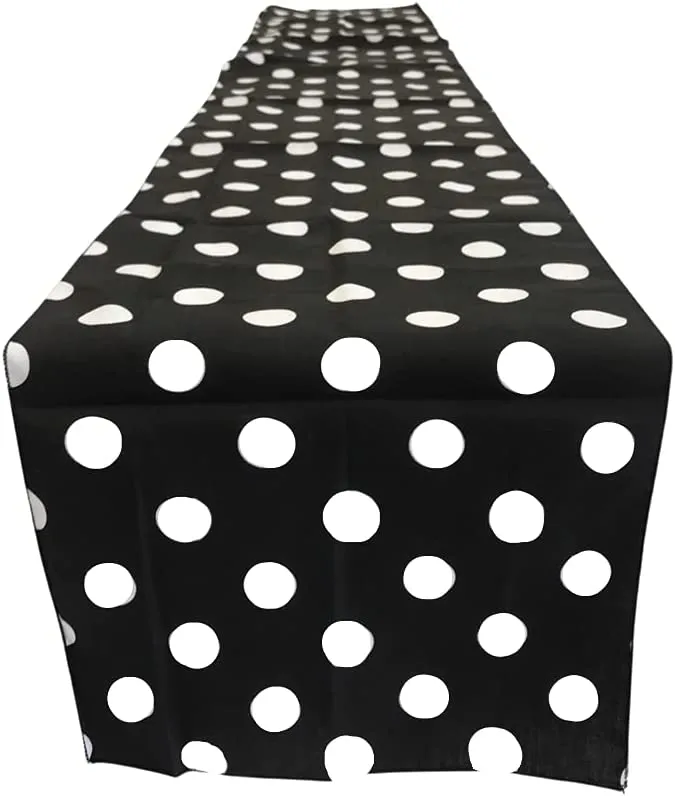 12" Wide x 102" Long - Polka Dot Table Runners - Polyester Poplin High Quality Fabric Table Runners (Pick Color)