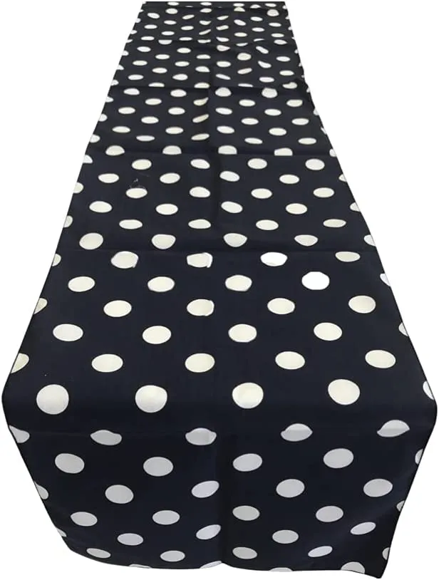 12" Wide x 102" Long - Polka Dot Table Runners - Polyester Poplin High Quality Fabric Table Runners (Pick Color)