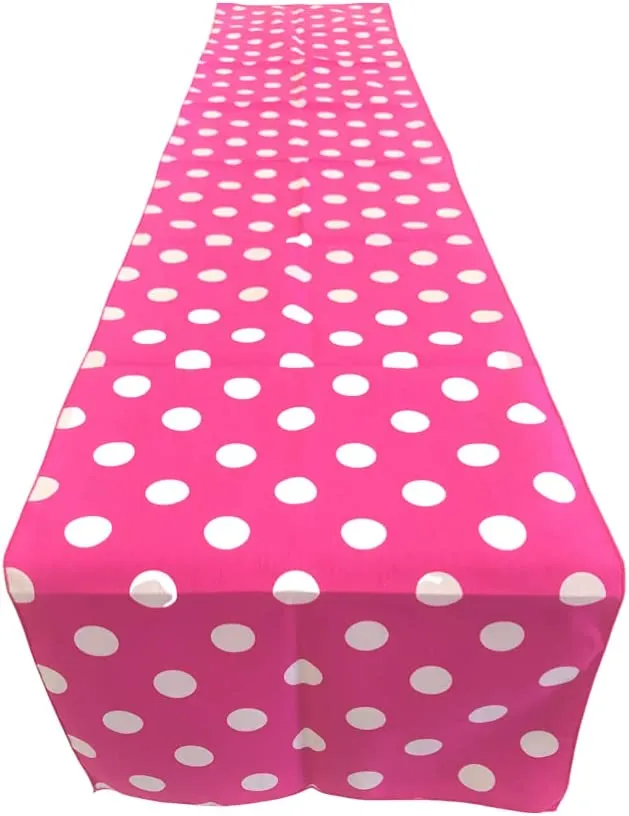 12" Wide x 102" Long - Polka Dot Table Runners - Polyester Poplin High Quality Fabric Table Runners (Pick Color)