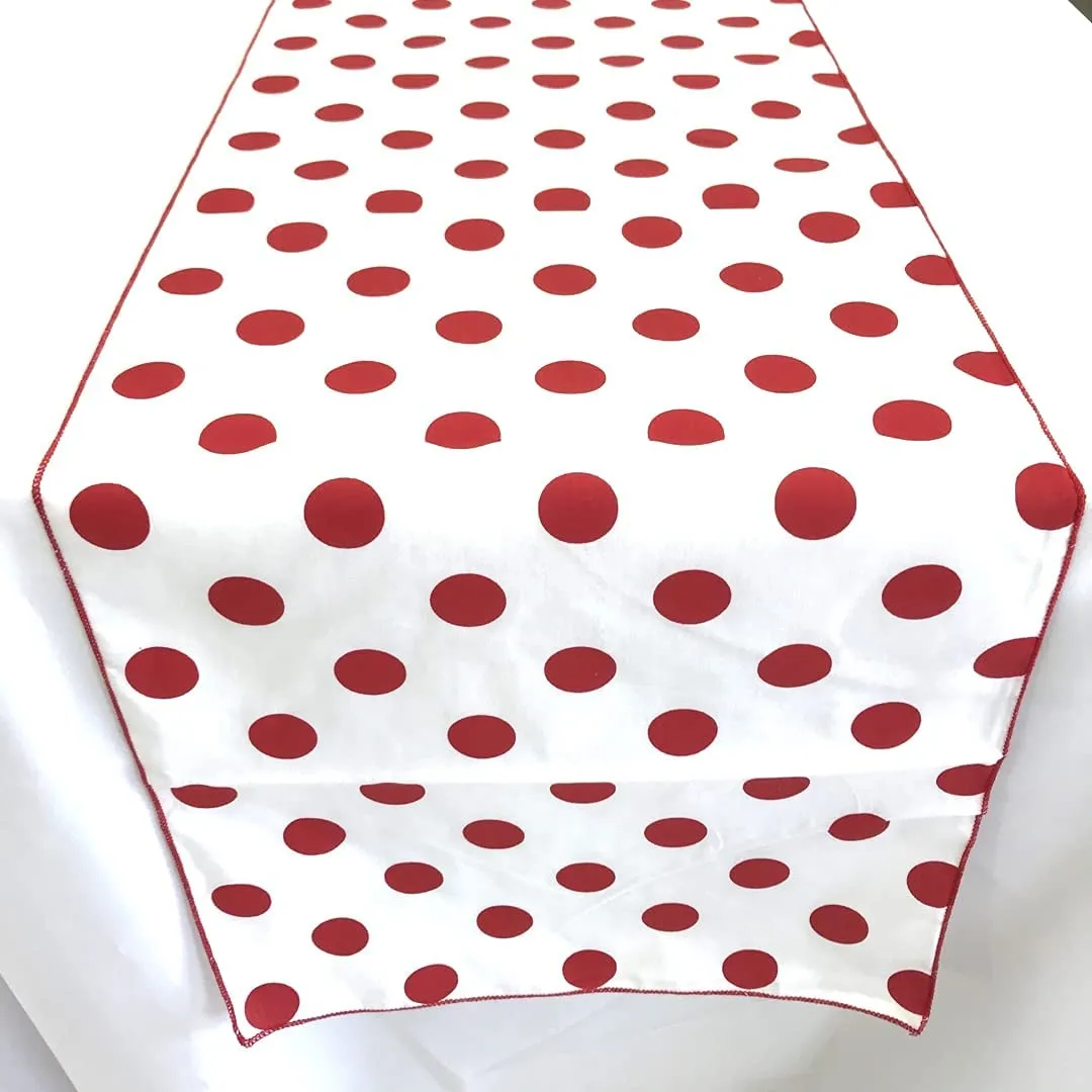 12" Wide x 120" Long - Polka Dot Table Runners - Polyester Poplin High Quality Fabric Table Runners (Pick Color)