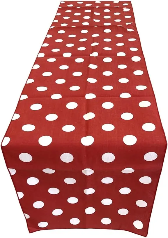 12" Wide x 120" Long - Polka Dot Table Runners - Polyester Poplin High Quality Fabric Table Runners (Pick Color)