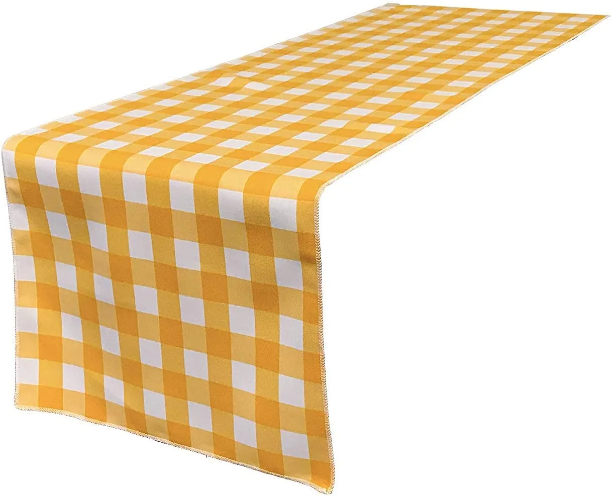 12" Wide x 84" Long - Checkered Table Runners - Polyester Poplin High Quality Fabric Table Runners (Pick Color)