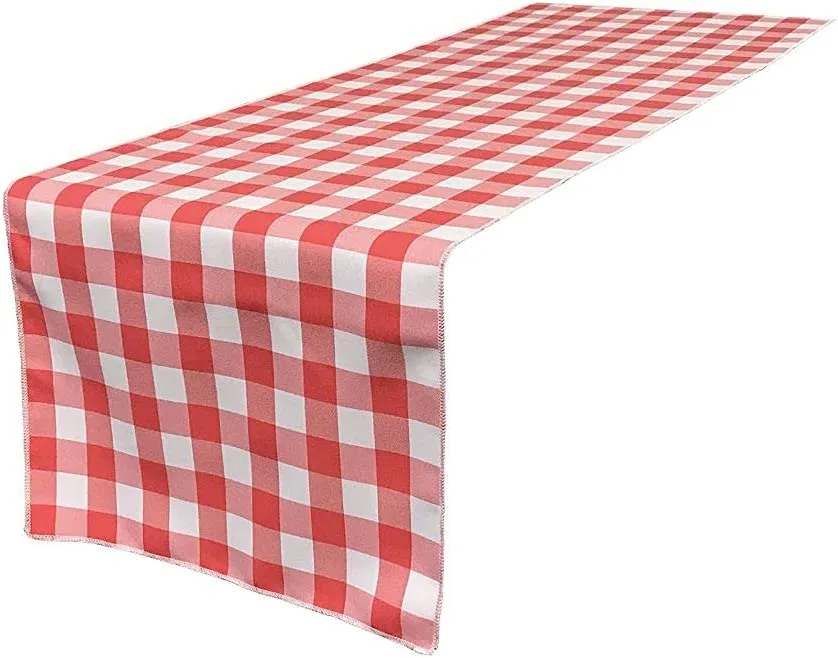 12" Wide x 84" Long - Checkered Table Runners - Polyester Poplin High Quality Fabric Table Runners (Pick Color)