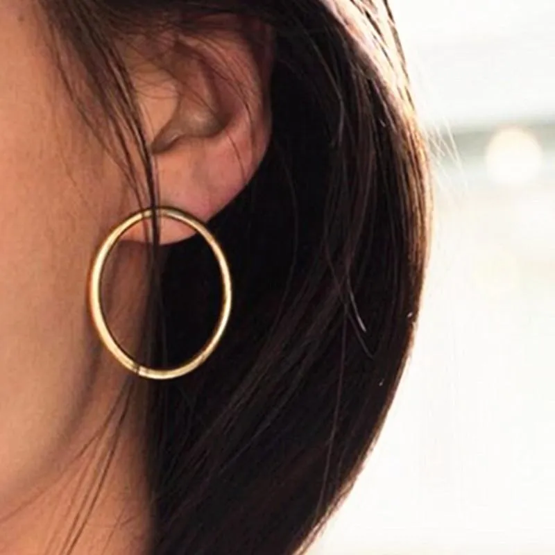 2018 New Exaggerated Simple line Big Drop Earrings for Women Double Round Circle Pendant Long Earrings Brincos Jewelry A30