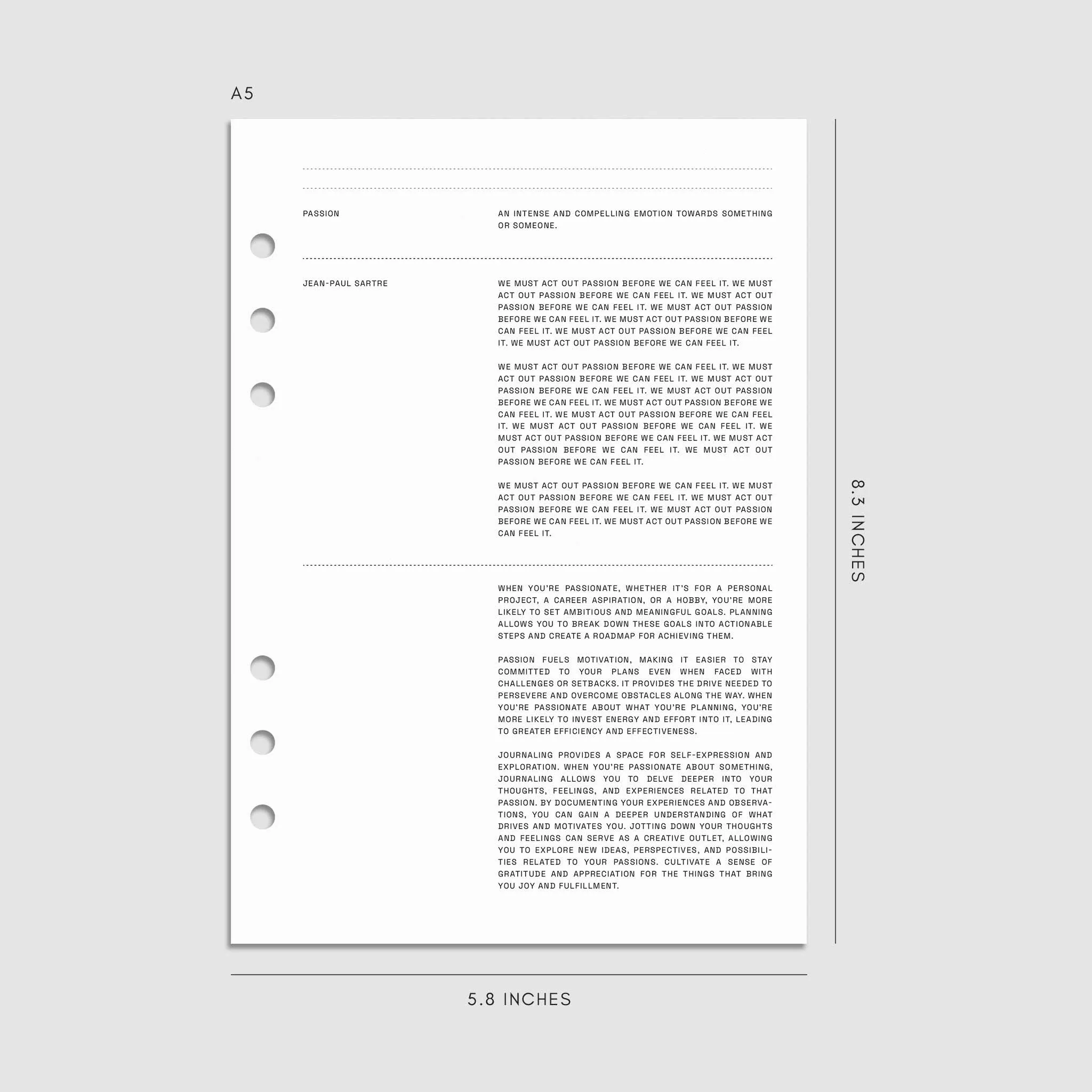 2025 Dated Horizontal Weekly Planner Insert | Monday Start