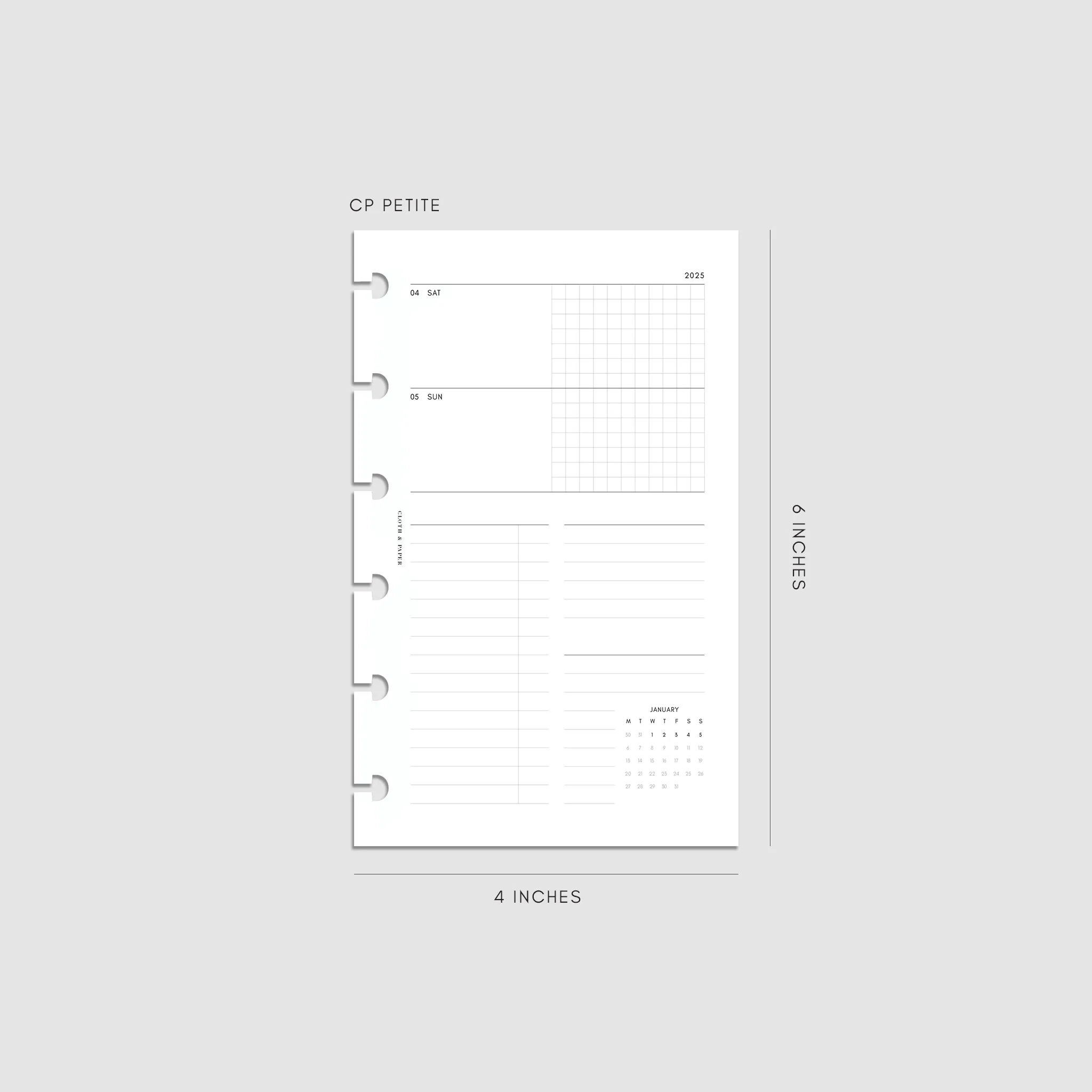 2025 Dated Horizontal Weekly Planner Insert | Monday Start