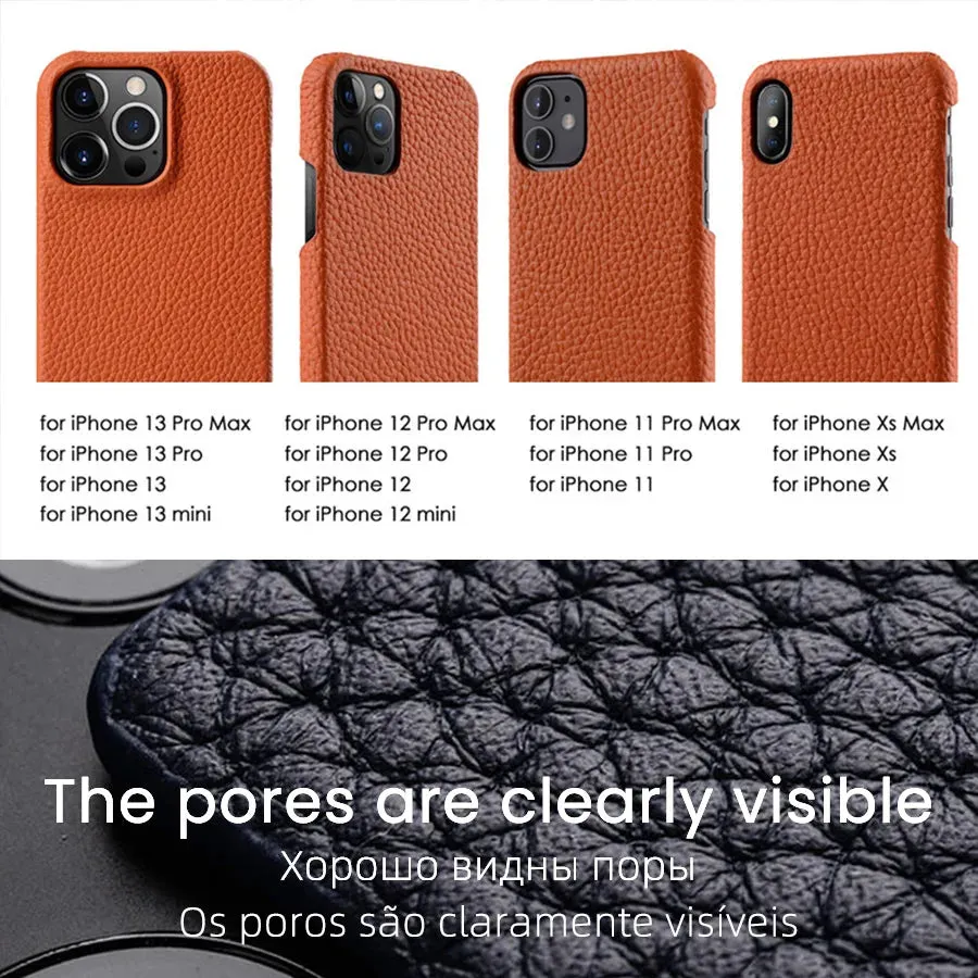 30％ Off | for iPhone 15 14 Pro Max Plus Premium Genuine Leather Case Luxury Business High-end Cowhide Phone Cases Back Cover