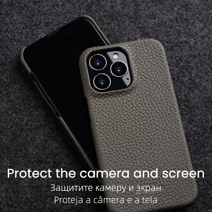 30％ Off | for iPhone 15 14 Pro Max Plus Premium Genuine Leather Case Luxury Business High-end Cowhide Phone Cases Back Cover