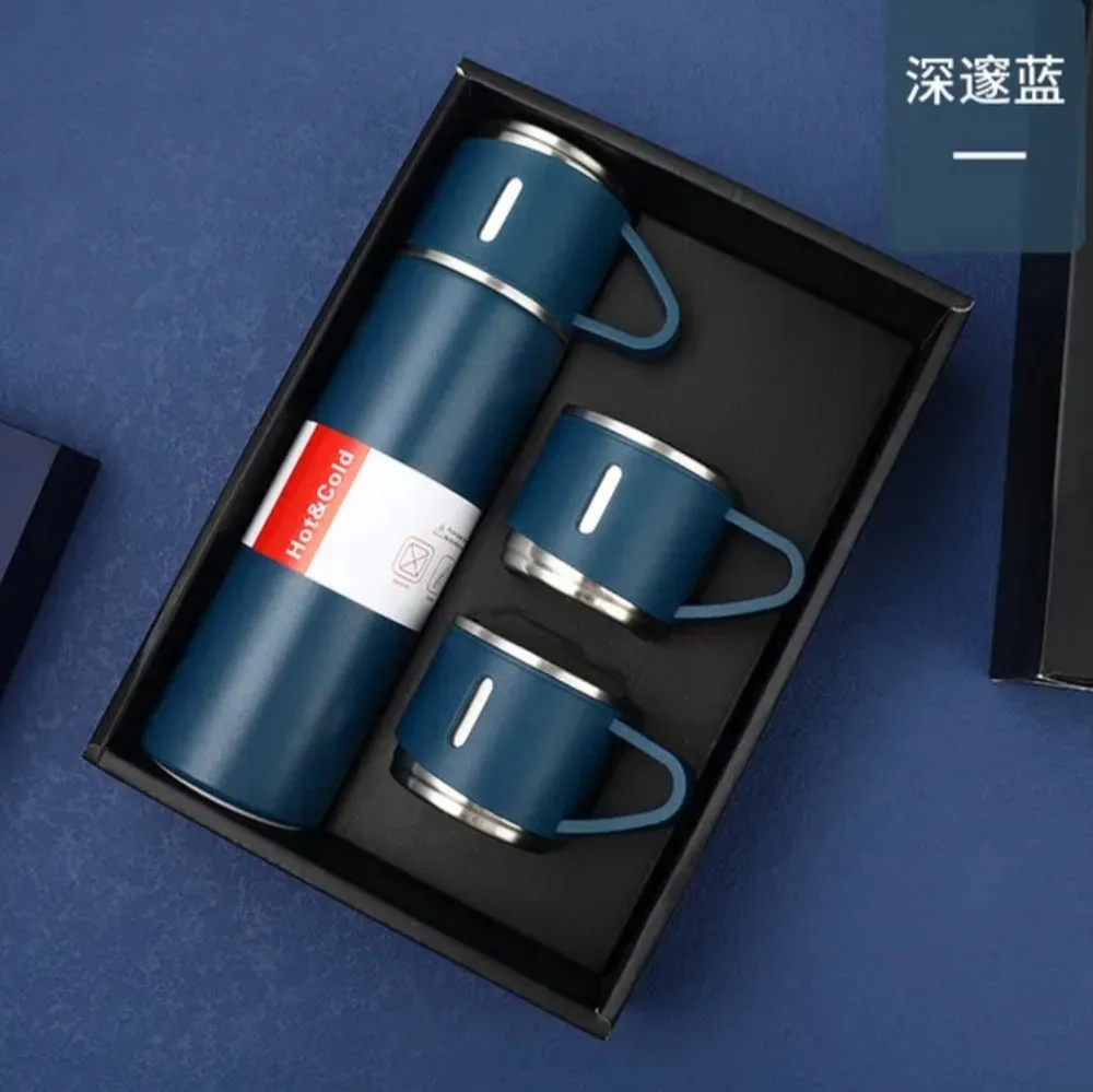 500ml 3 in 1 Stainless Steel Vacuum Flask Bottle With Cup Set - Business Gift Set