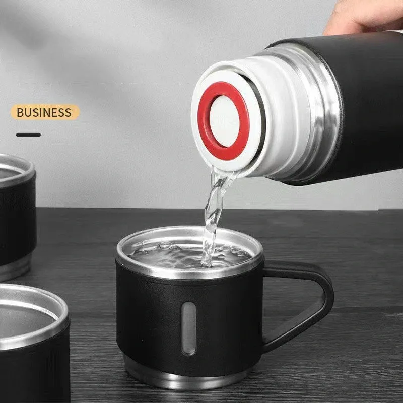 500ml 3 in 1 Stainless Steel Vacuum Flask Bottle With Cup Set - Business Gift Set