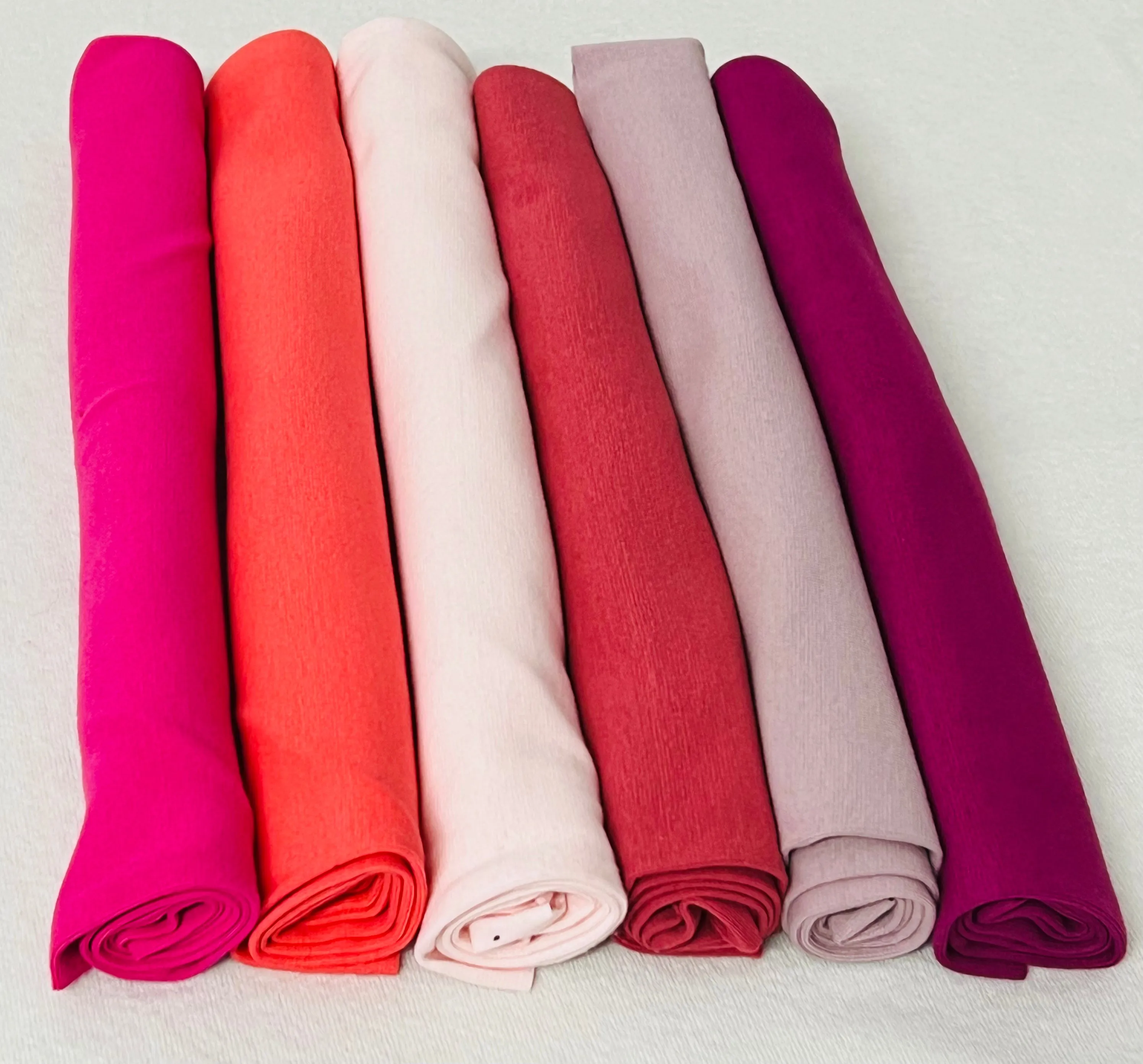 6 X PINKS RIBBING & COTTON JERSEY 215GSM BUNDLE