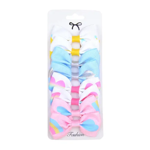 8PCS/Set Print Grosgrain Ribbon Hair Bows Clips Small Bows For