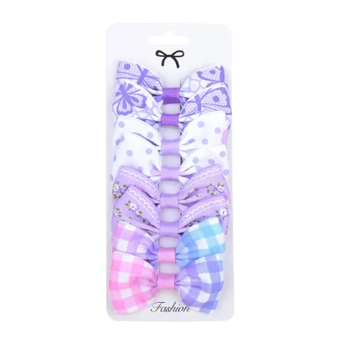 8PCS/Set Print Grosgrain Ribbon Hair Bows Clips Small Bows For