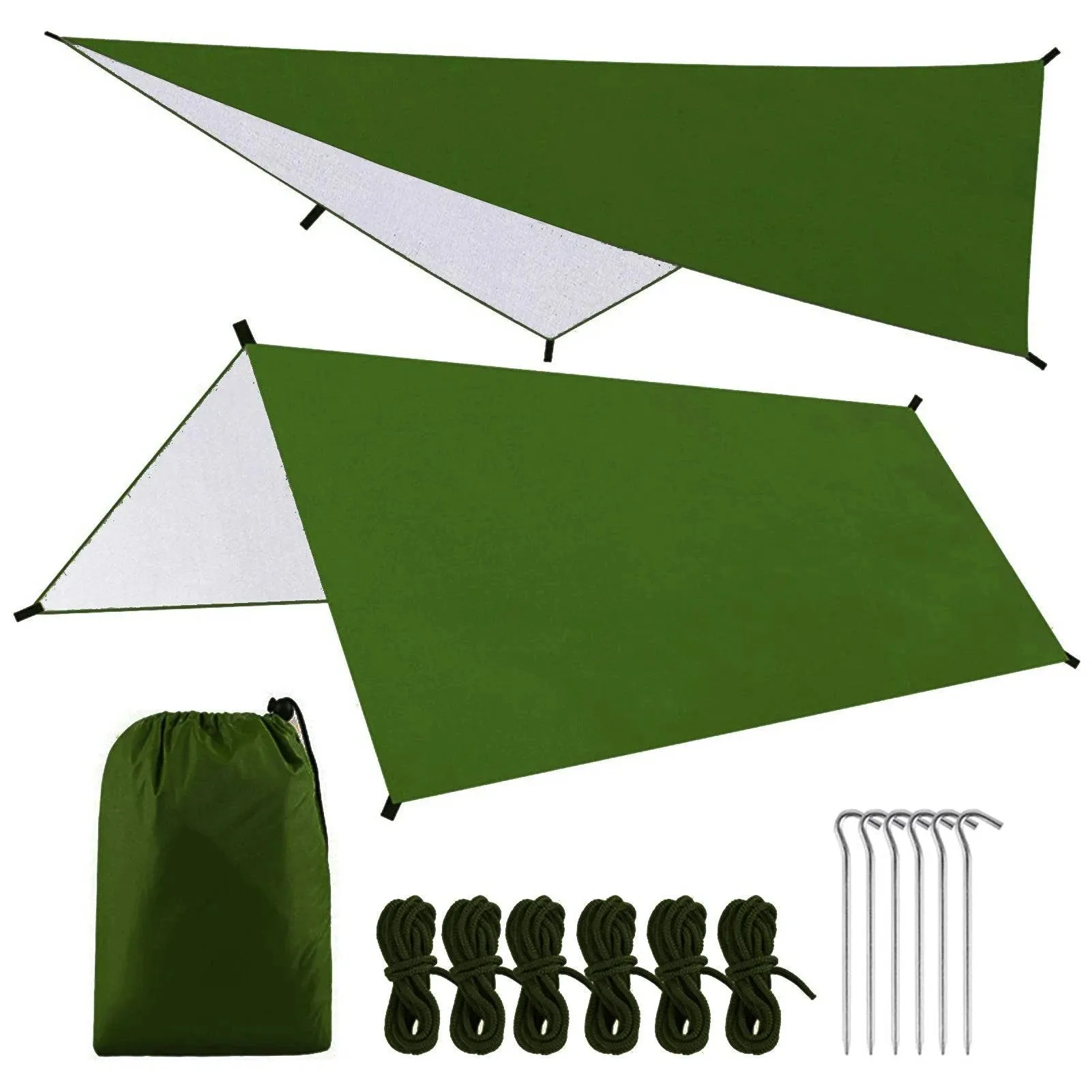 9.8 * 9.8ft Waterproof Outdoor Camping Tarp Awning Sunshade Hammock Tent Rain Shelter Picnic Mat Tarpaulin Canopy Beach Blanket