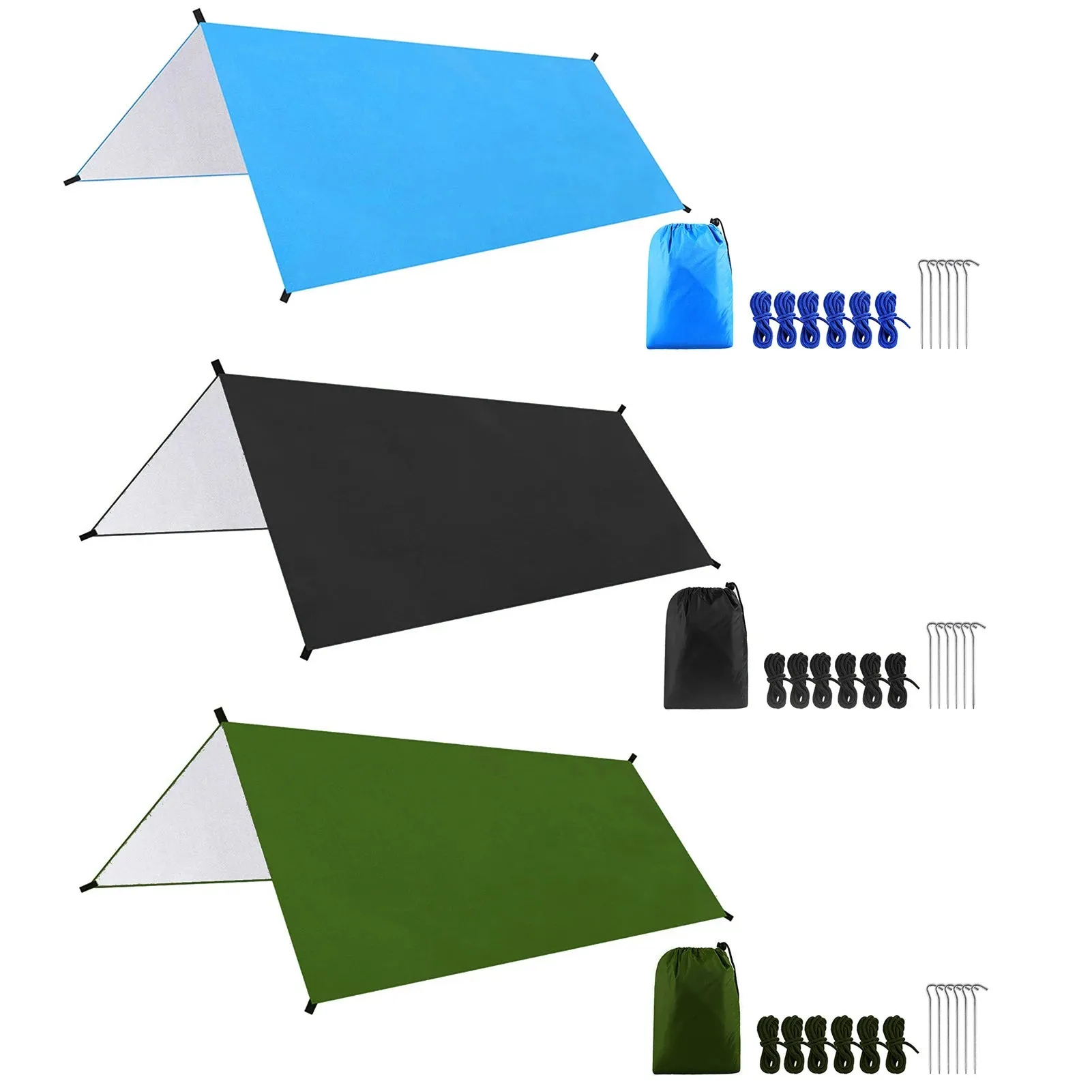 9.8 * 9.8ft Waterproof Outdoor Camping Tarp Awning Sunshade Hammock Tent Rain Shelter Picnic Mat Tarpaulin Canopy Beach Blanket