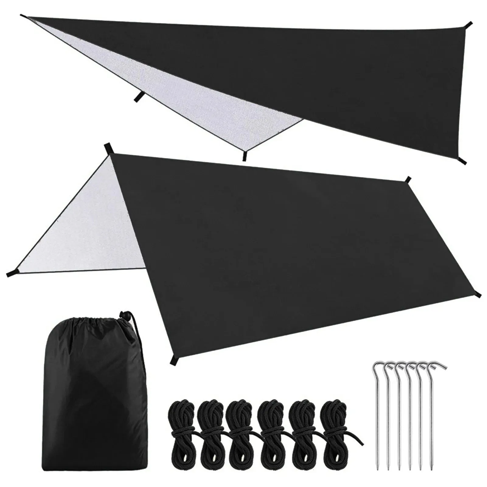 9.8 * 9.8ft Waterproof Outdoor Camping Tarp Awning Sunshade Hammock Tent Rain Shelter Picnic Mat Tarpaulin Canopy Beach Blanket