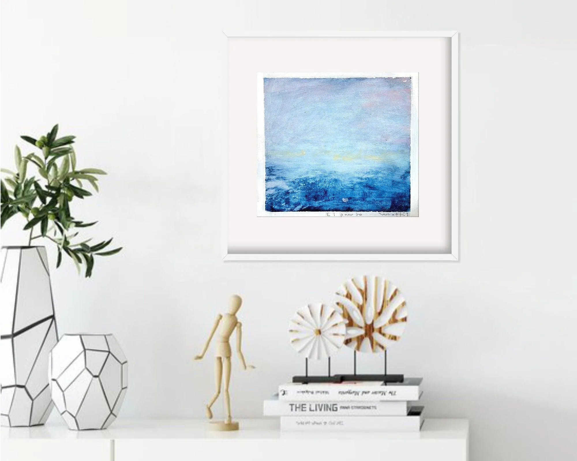 Andalucia coastal small original coastal painting, cardboard painting 10x10 living room wall art decoration ideas