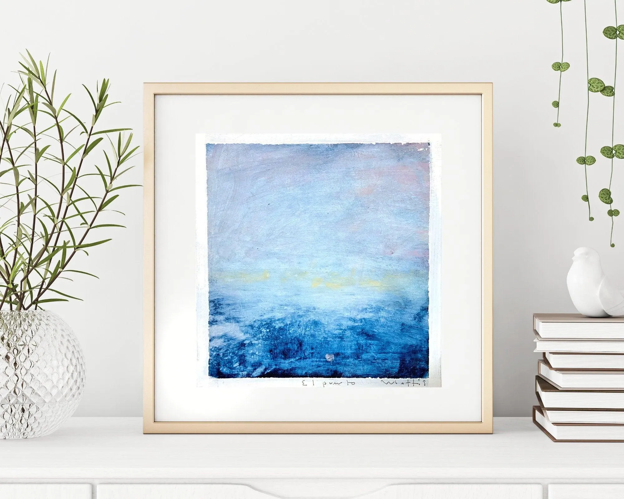 Andalucia coastal small original coastal painting, cardboard painting 10x10 living room wall art decoration ideas