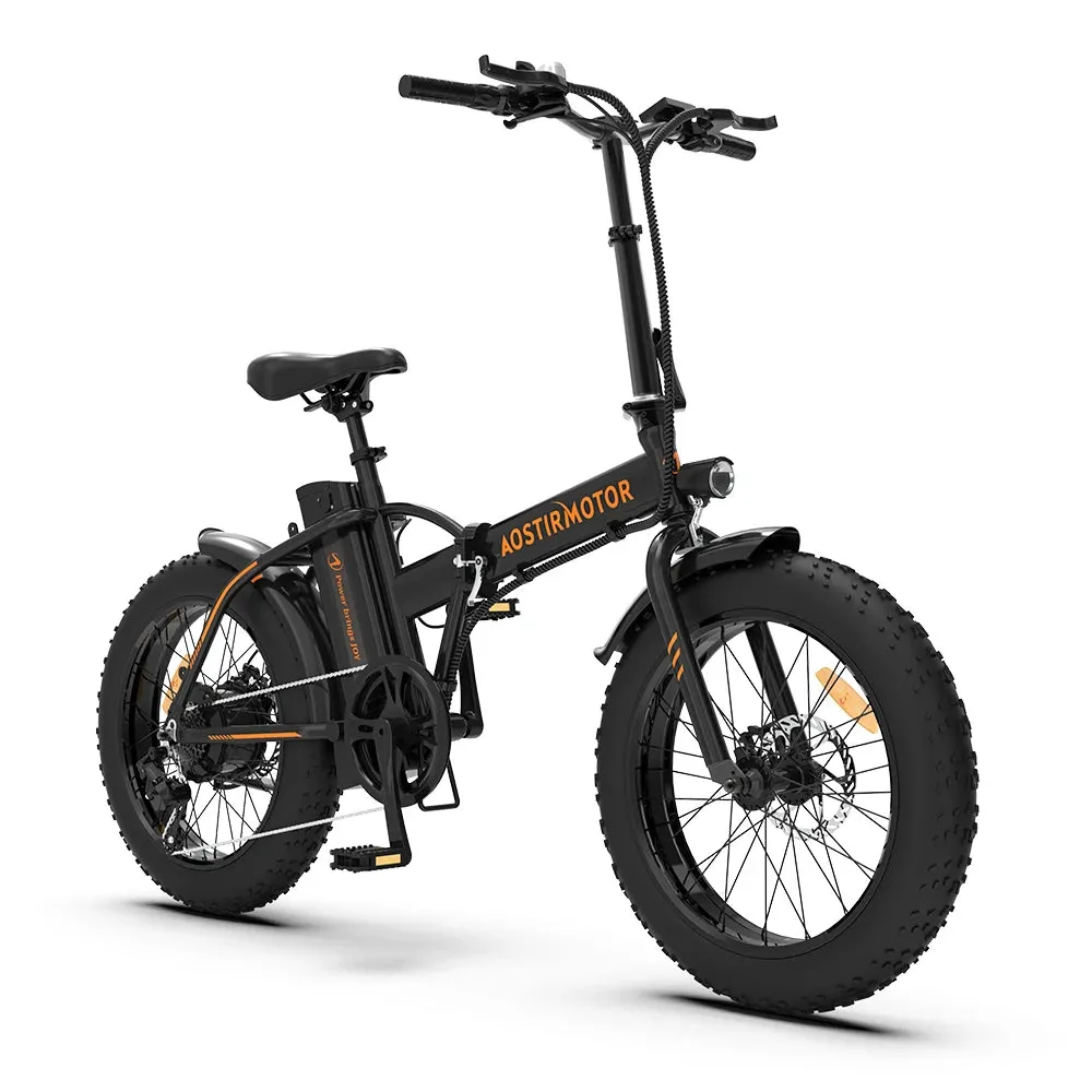 AOSTIRMOTOR A20 Folding Ebike 500W Electric Mountain Bike 20Inch 4.0 Fat 36V 13Ah Removable Battery Beach Bicycle For Adult