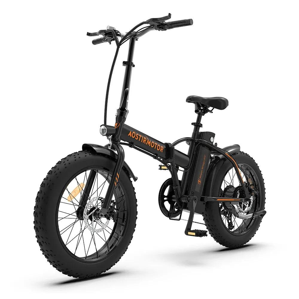 AOSTIRMOTOR A20 Folding Ebike 500W Electric Mountain Bike 20Inch 4.0 Fat 36V 13Ah Removable Battery Beach Bicycle For Adult