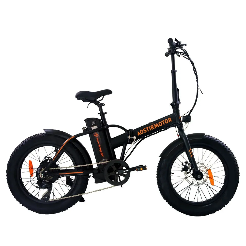 AOSTIRMOTOR A20 Folding Ebike 500W Electric Mountain Bike 20Inch 4.0 Fat 36V 13Ah Removable Battery Beach Bicycle For Adult