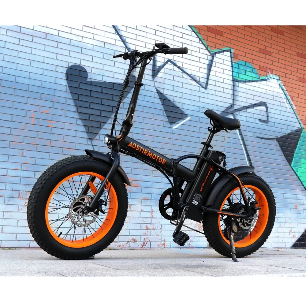 AOSTIRMOTOR A20 Folding Ebike 500W Electric Mountain Bike 20Inch 4.0 Fat 36V 13Ah Removable Battery Beach Bicycle For Adult