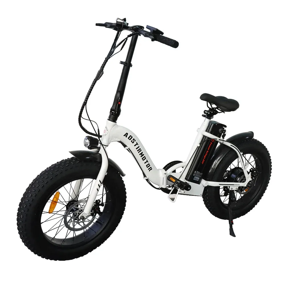 AOSTIRMOTOR A20 Folding Ebike 500W Electric Mountain Bike 20Inch 4.0 Fat 36V 13Ah Removable Battery Beach Bicycle For Adult