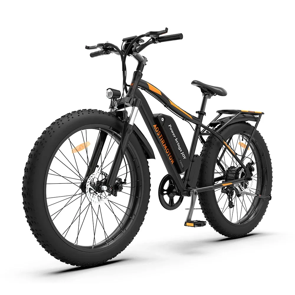 AOSTIRMOTOR S07-B Electric Bike 750W 48V 13Ah Snow Ebike 26In 4.0 Fat Tire Mountain Bike With Rear Shelf Cruiser City Bicycle