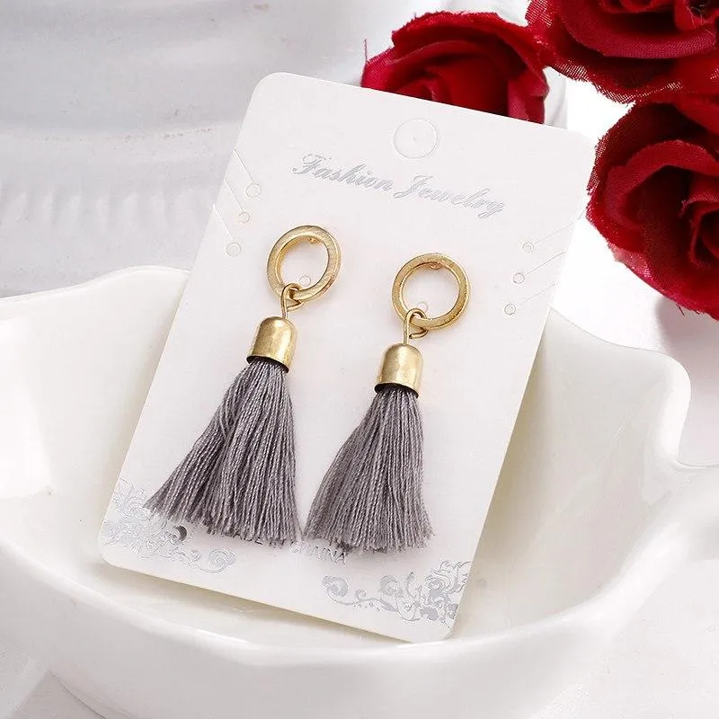 Black red grey long tassel earring drop for women fashion jewelry circle geometric earring boucles d'oreille hot sale e0102