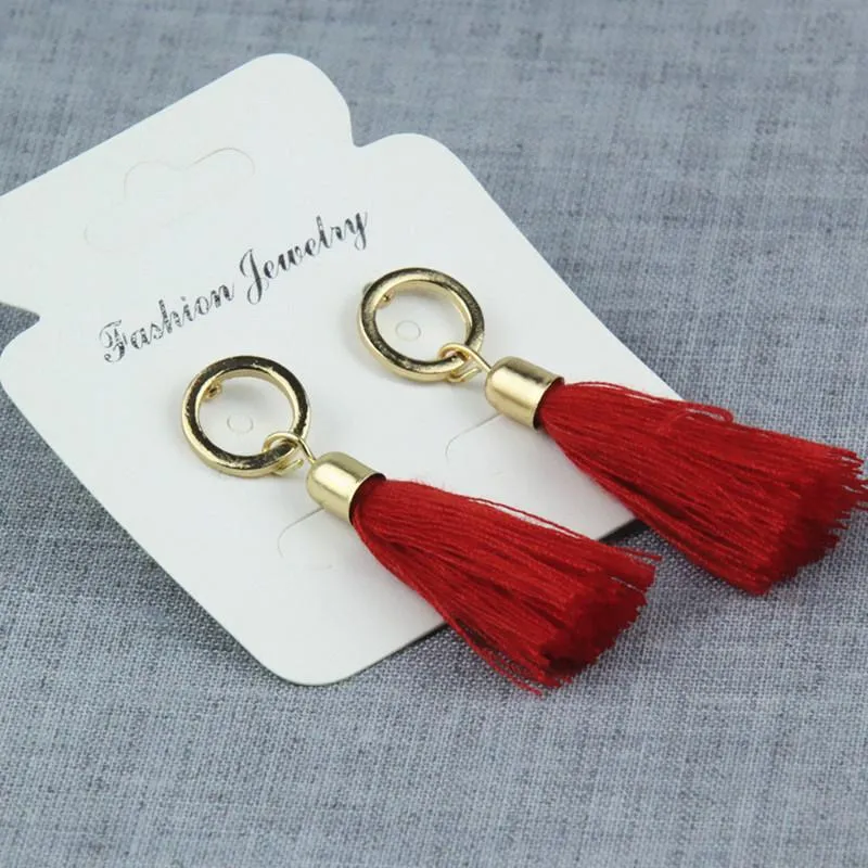 Black red grey long tassel earring drop for women fashion jewelry circle geometric earring boucles d'oreille hot sale e0102