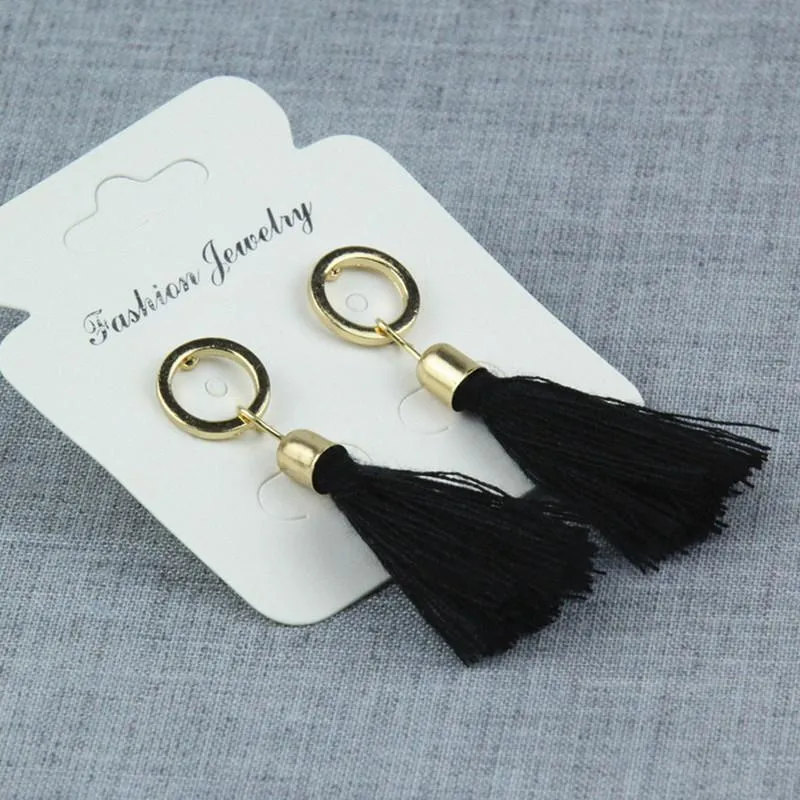 Black red grey long tassel earring drop for women fashion jewelry circle geometric earring boucles d'oreille hot sale e0102
