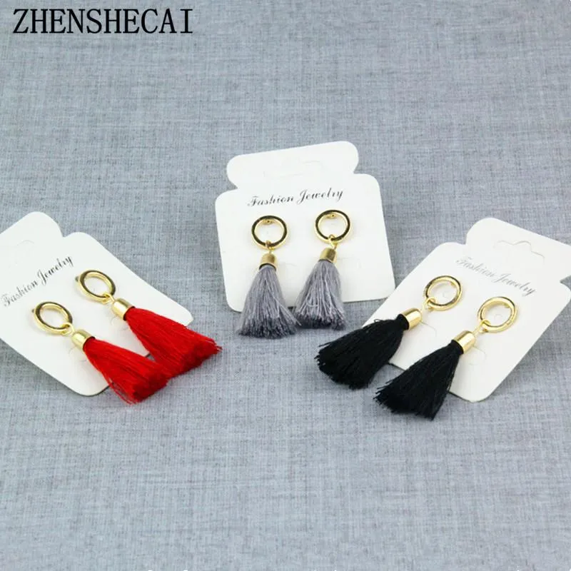 Black red grey long tassel earring drop for women fashion jewelry circle geometric earring boucles d'oreille hot sale e0102