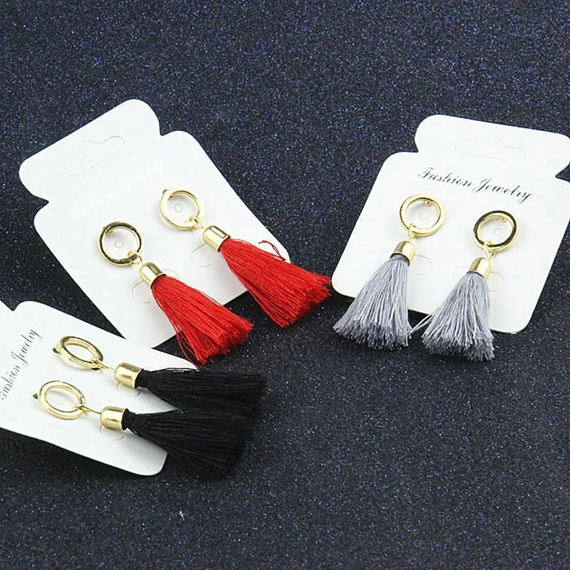 Black red grey long tassel earring drop for women fashion jewelry circle geometric earring boucles d'oreille hot sale e0102