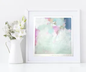 Blush pink wall art, Green tiny original painting, Abstract wall art, small wall art, Pink wall art