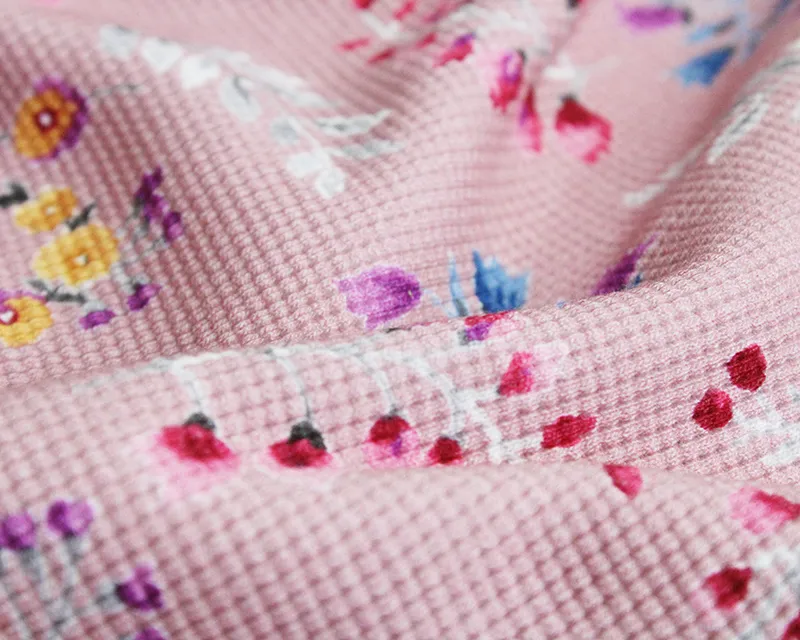 BLUSH WATERCOLOUR FLORAL WAFFLE JERSEY PER METRE SALE