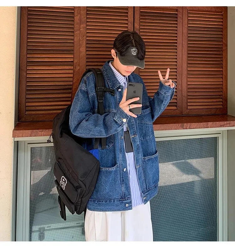 Bonsir New Spring Autumn Men's Denim Jacket Fashion Casual Cotton Jeans Coat Male Brand Classic Lapel Outwear Top Clothes A24