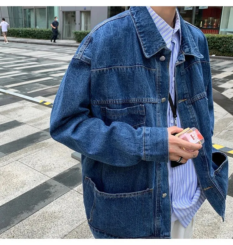 Bonsir New Spring Autumn Men's Denim Jacket Fashion Casual Cotton Jeans Coat Male Brand Classic Lapel Outwear Top Clothes A24