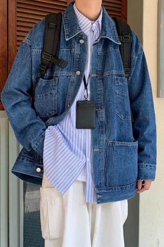 Bonsir New Spring Autumn Men's Denim Jacket Fashion Casual Cotton Jeans Coat Male Brand Classic Lapel Outwear Top Clothes A24