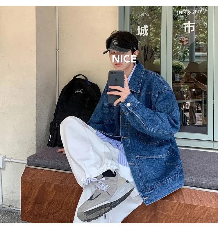 Bonsir New Spring Autumn Men's Denim Jacket Fashion Casual Cotton Jeans Coat Male Brand Classic Lapel Outwear Top Clothes A24
