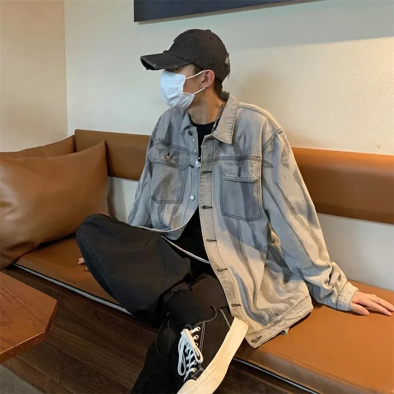 Bonsir New Spring Cotton Denim Jacket Men Casual Solid Color  Jeans Jacket Men Quality Mens Turn-down Collar Outwear Jackets A04