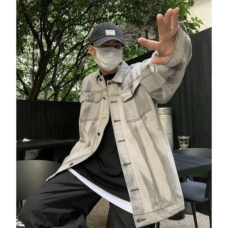 Bonsir New Spring Cotton Denim Jacket Men Casual Solid Color  Jeans Jacket Men Quality Mens Turn-down Collar Outwear Jackets A04