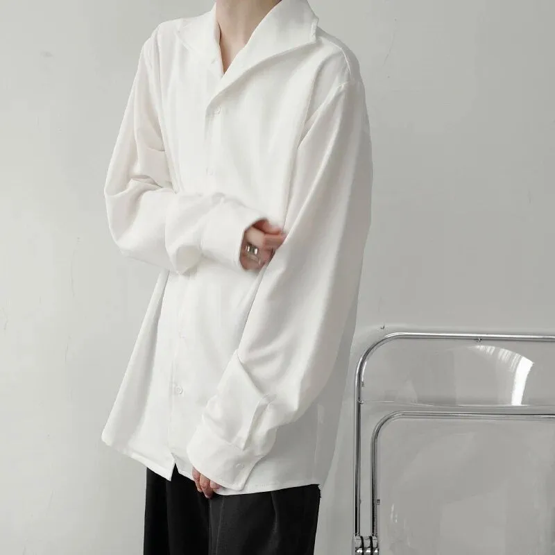 Bonsir Solid Clothing 2023 New Men Long Sleeved Shirts Men Korean Comfortable Blouses Casual Loose Classic Single Breasted Tops I57