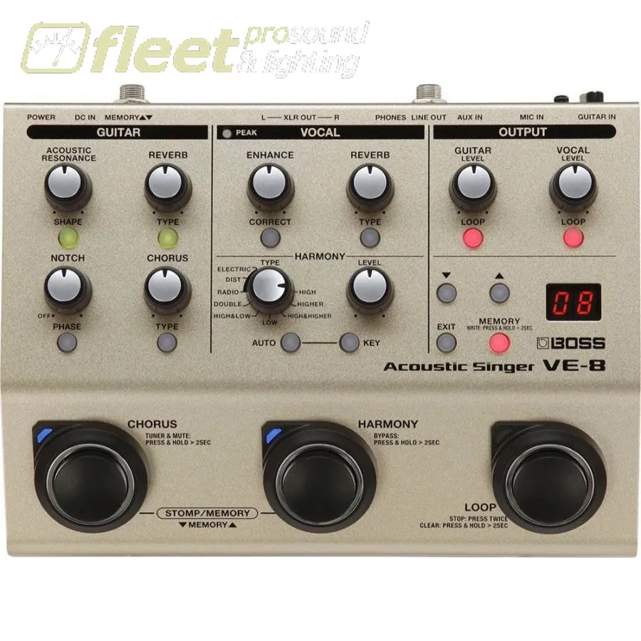 Boss VE-8 Acoustic Singer Vocal Effects Pedal
