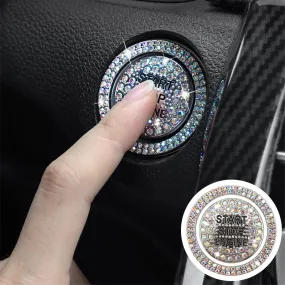 Car Start Switch Button Auto Decorative Diamond Stickers Rhinestone Ring Circle Trims Protective Cover Car Accessories
